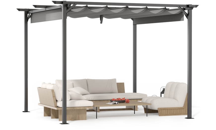 Image 3: Pergola with Retractable Sun Shade Canopy
