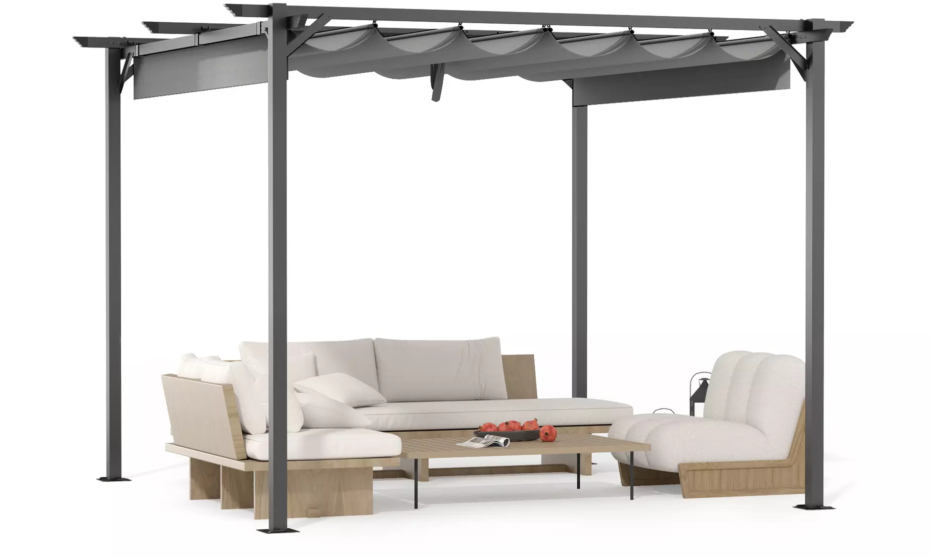 Pergola with Retractable Sun Shade Canopy