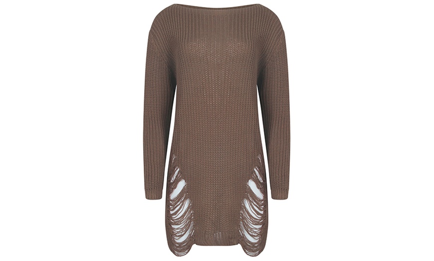 Image 4: Women's Oversized Ripped Jumper 