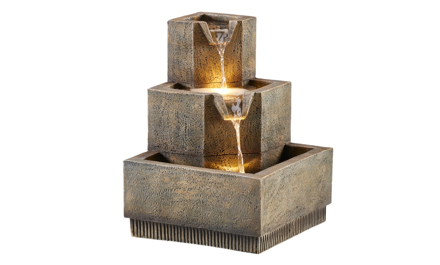 Image 2: Three-Tier Squared Bowl Cascading Water Feature