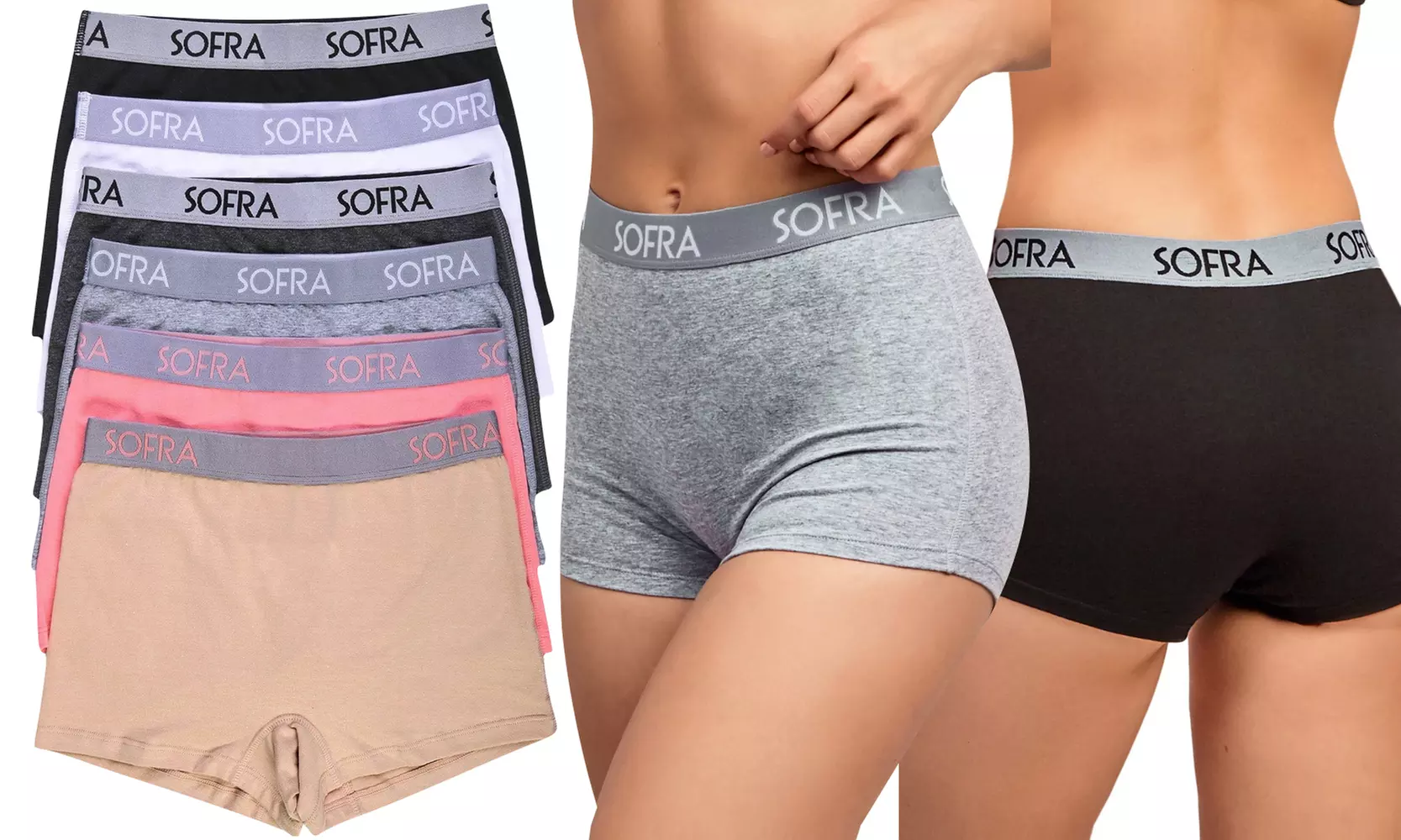 Women's Sporty Cotton High Waist Boyshort Panties (6-Pack) - Second Medium