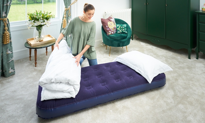 Image 7: Single or Double Flocked Airbed with Optional Electric Air Pump