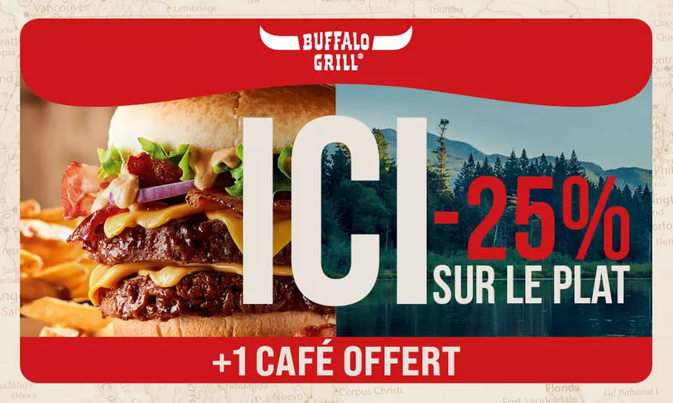 -25 % sur tous les plats + 1 café offert avec Buffalo Grill - Primary Image