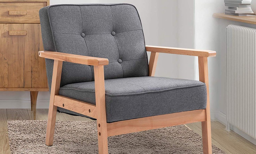 Image 2: Beech Wood Frame Armchair