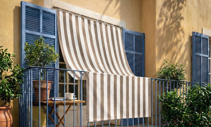 Image 4: Tenda da sole a righe Caraibi con occhielli