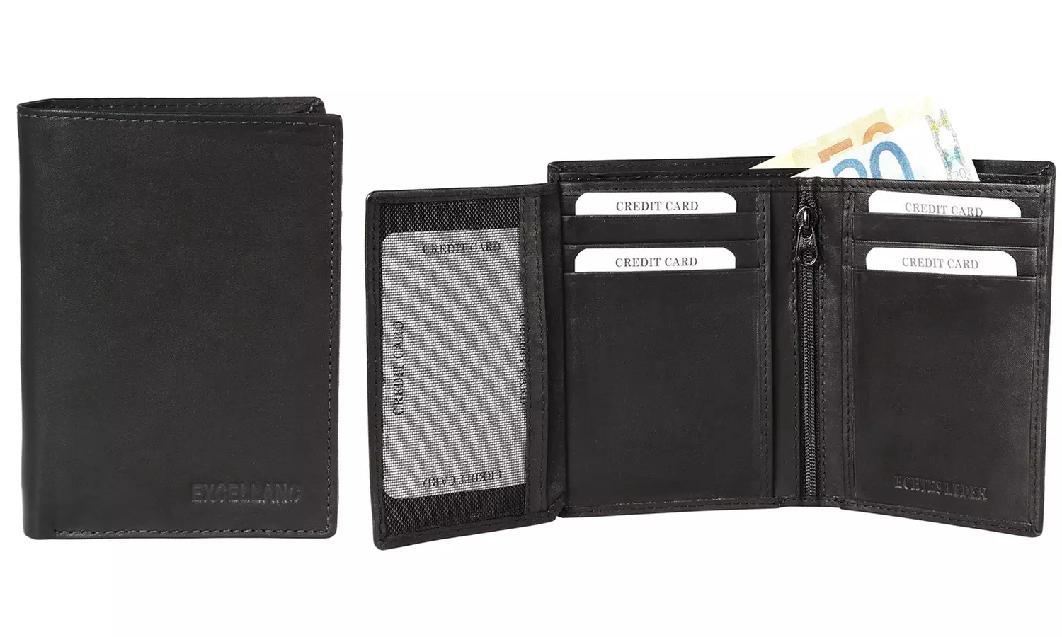 1x, 2x, oder 3x Herren- oder Unisex-Geldbörse aus Leder