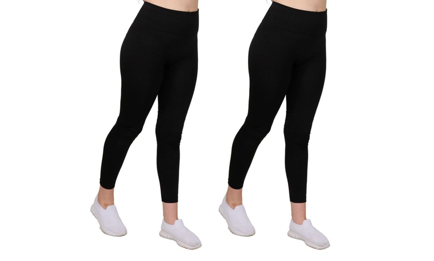 Image 2: Tummy Control High-Waisted Elasticated Fleece Legging
