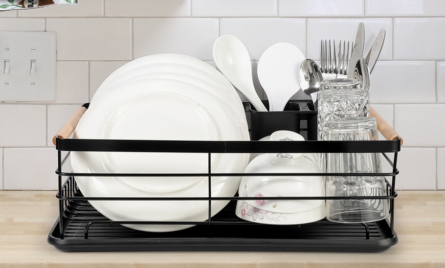 Image 23: Three-Piece Dish Drainer with Drip Tray and Cutlery Holder