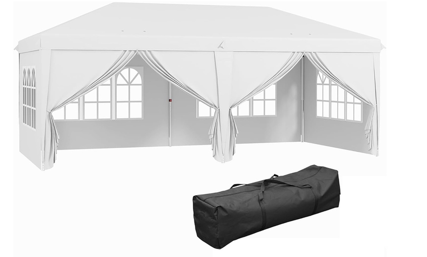 Image 3: Outsunny Pop-Up Gazebo Tent with Curtain Walls and Windows 