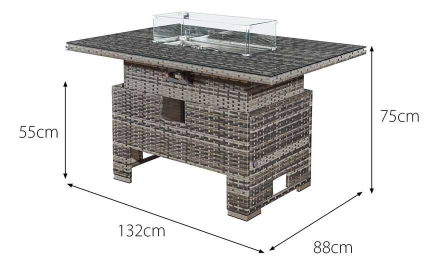 Image 5: Malta Rattan-Effect Six Seater Set with Optional Rising Firepit Table