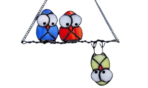 Stained Glass Effect Upside Down Bird Garden Decoration