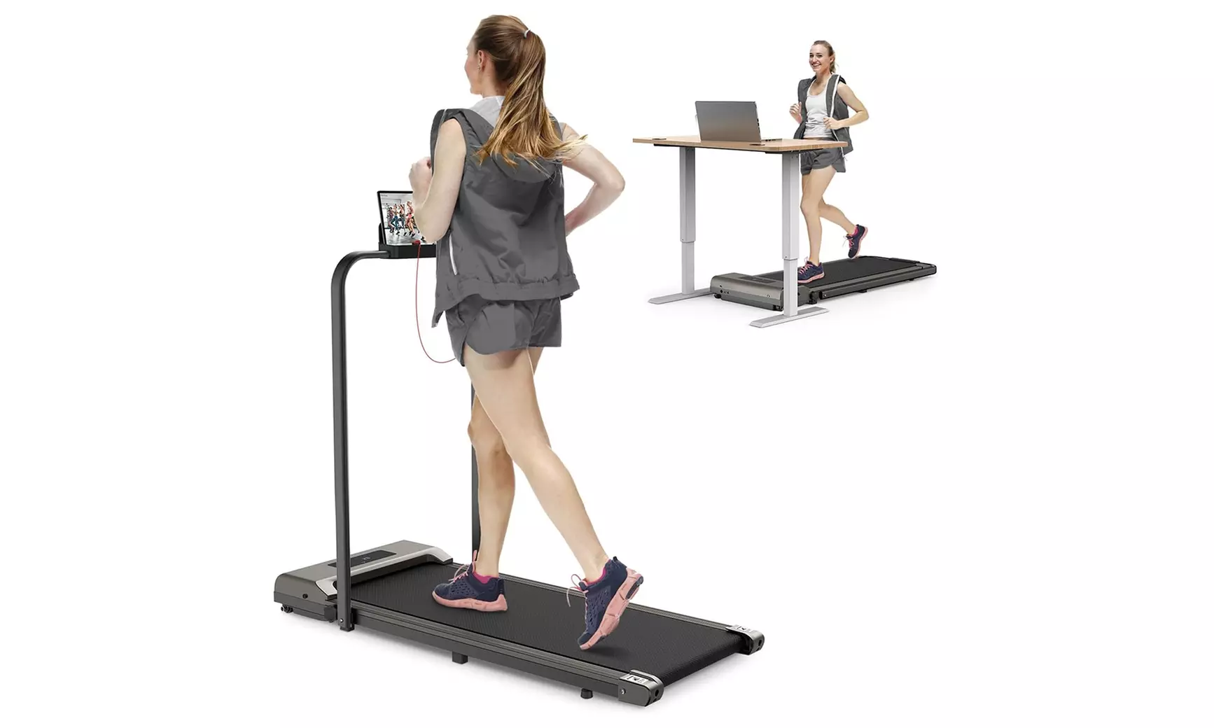 2-in-1 Foldable Treadmill with 0-6.25 MPH Speed in Various Colors
