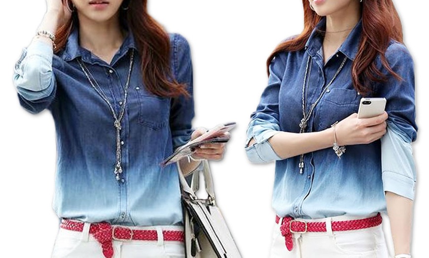 Image 3: Women's Ombre Denim Shirt