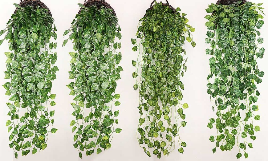 Image 1: 4Pcs Artificial Plants Ivy Vine Hanging Leaf Garland