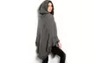 Kapuzen-Poncho mit Fransen für Damen in Schwarz, Grau oder Rot - Second Medium