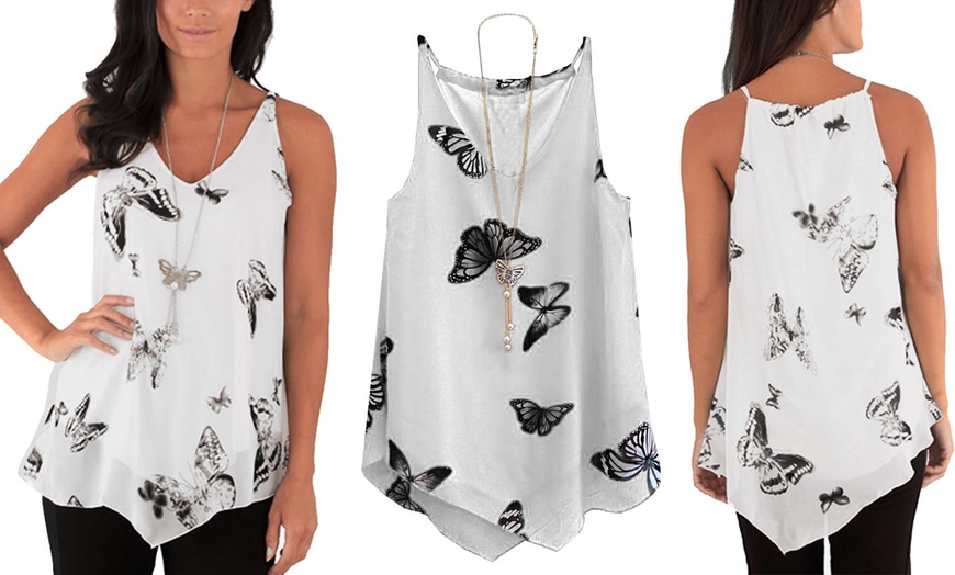 Image 3: Butterfly Print Chiffon Top