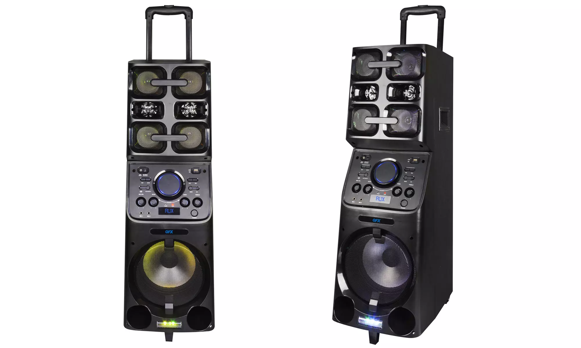 QFX PBX-1010 10" Battery-Powered Party Bluetooth Speaker with Microphone, FM Radio, and USB Card  - Primary Image