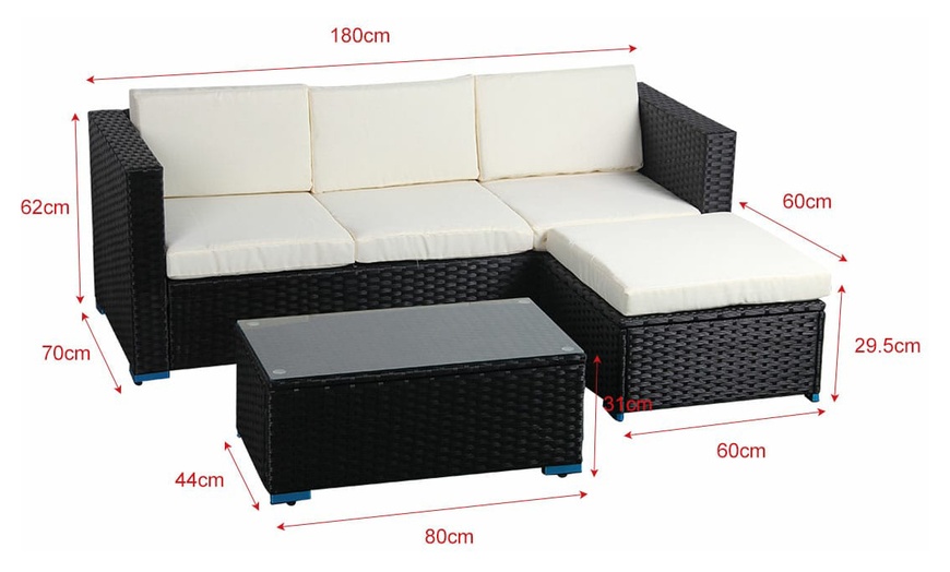 Image 9: Modern Garden Rattan-Effect Four-Seater Corner Sofa Set