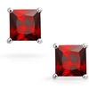 Image 3: Paris Jewelry White Gold Plated 4 Ct Princess Red Garnet Stud Earrings