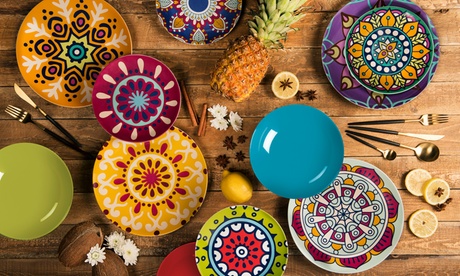 Servizio composto da 18 piatti Mandala Etno Excelsa lavabile in lavastoviglie e utilizzabili in microonde