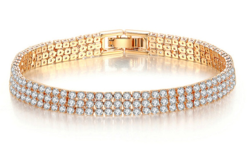 Image 6: Three-Row Pave Bracelet Encrusted with Swarovski® Crystals