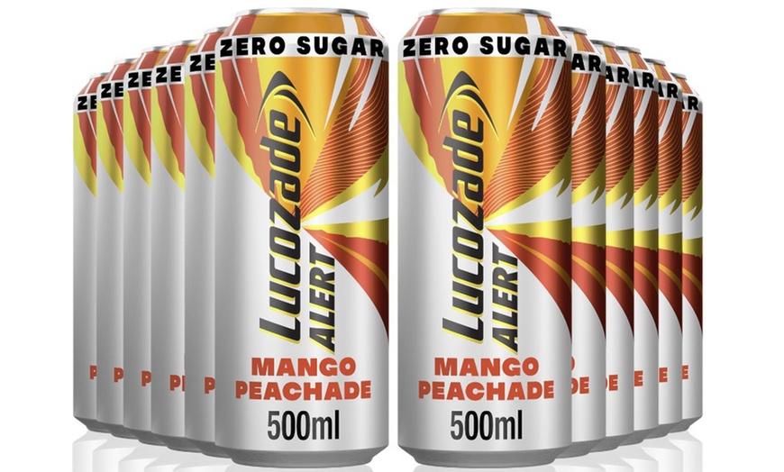 Image 1: Lucozade Alert Zero Sugar Mango Peachade Sparkling Drink 500ml