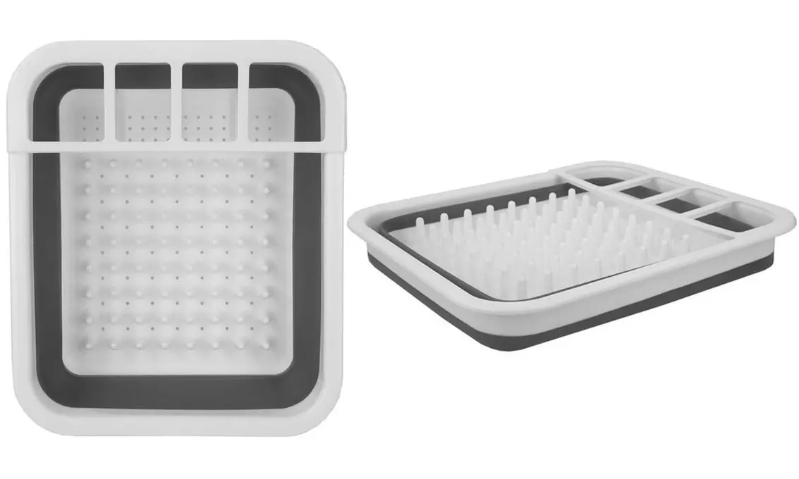 Home Basics Collapsible Dish Rack and Drainer with Cutlery Holder - Second Medium