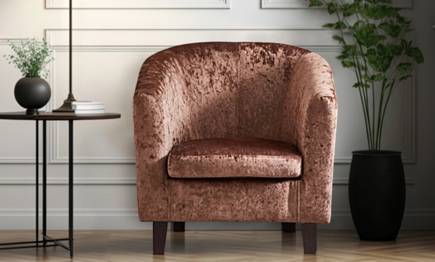 Image 3: Crushed Velvet Tub Chair