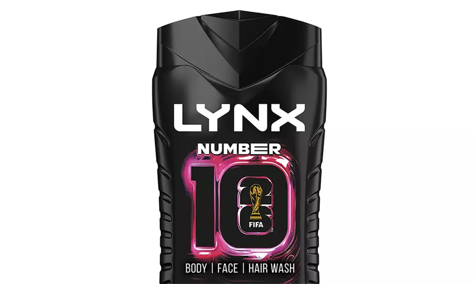 Six Packs of Lynx FIFA No10 3in1 Body Wash Shower Gel