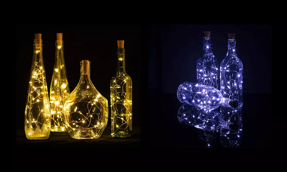 Corcho de botella con guirnalda decorativa con luces led