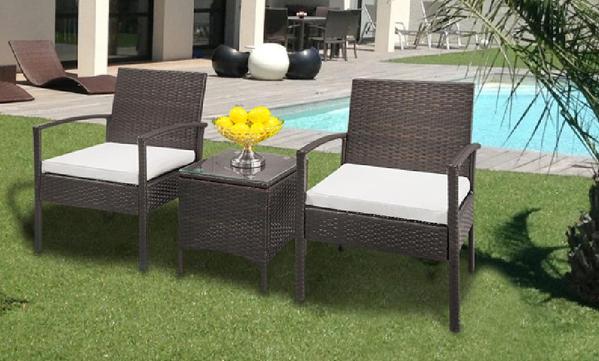 Image 2: Coffee Table Rattan-Effect Sofa Set