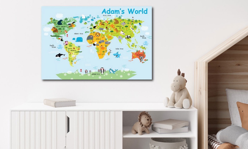 Image 1: Kids World Map Canvas A3 at Decomatters