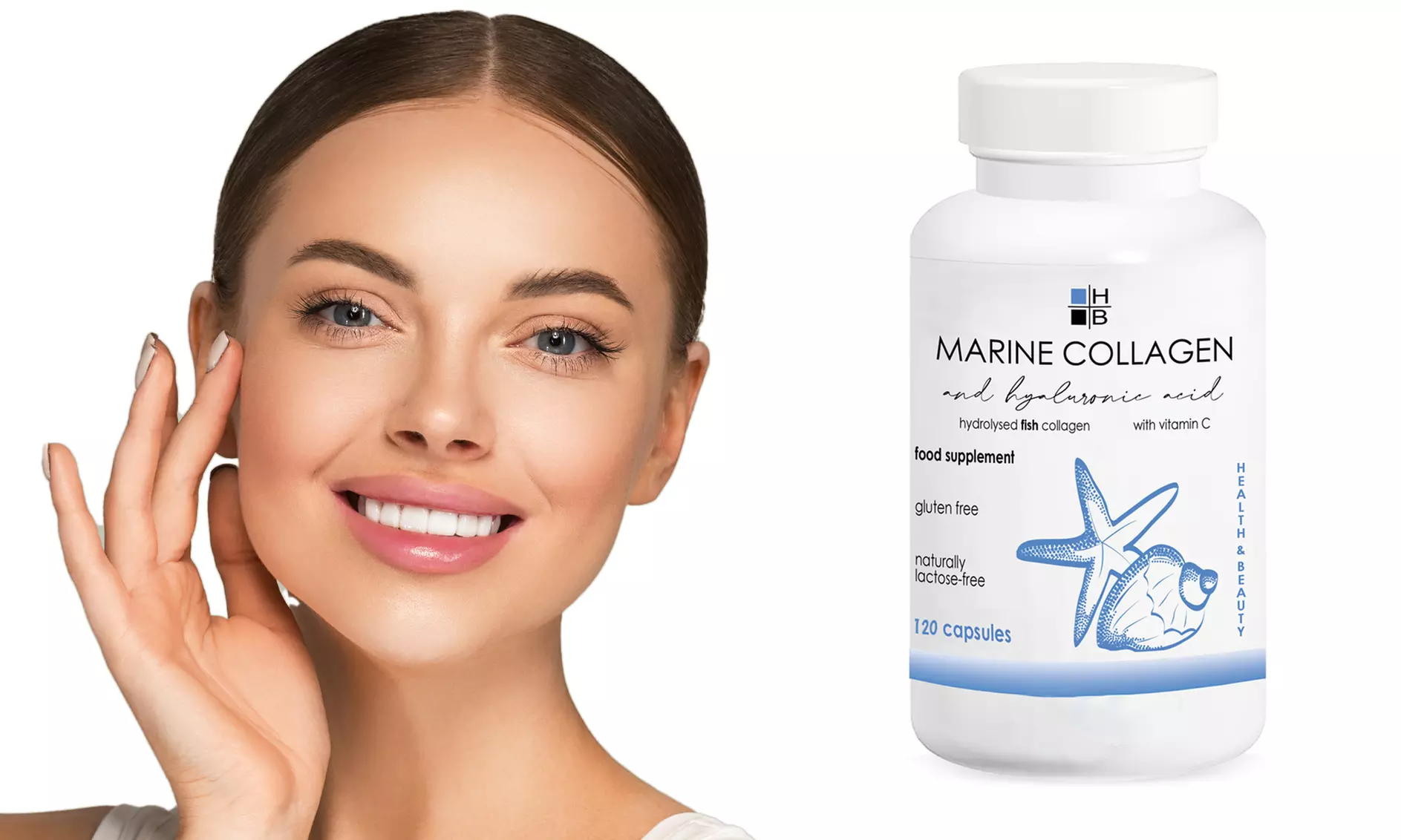 2, 4 o 12 mesi di collagene marino Health and Beauty in capsule con acido ialuronico e vitamina C - Primary Image