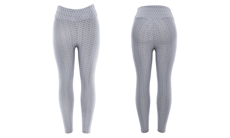 Image 3: Textured High-Waist Leggings