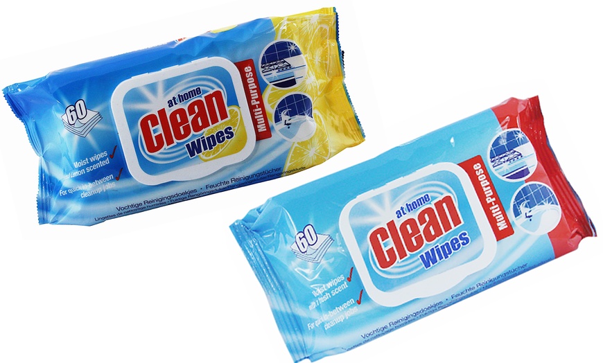 Image 1: At Home Clean 60-Wipe Packs