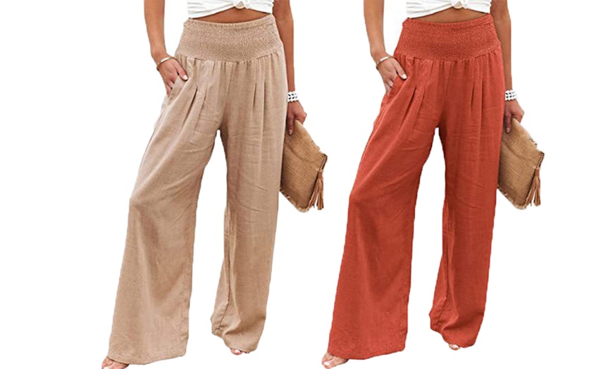 Image 1: 1x oder 2x Lockere Leinenhose für Damen