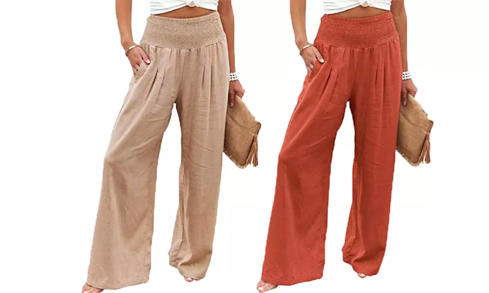 1x oder 2x Lockere Leinenhose für Damen