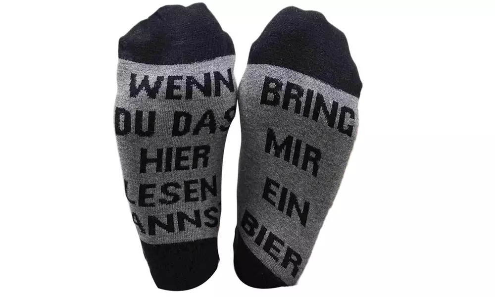 1x oder 2x lustige Socken „Bring mir ein Bier“ oder „Bring mir Wein“