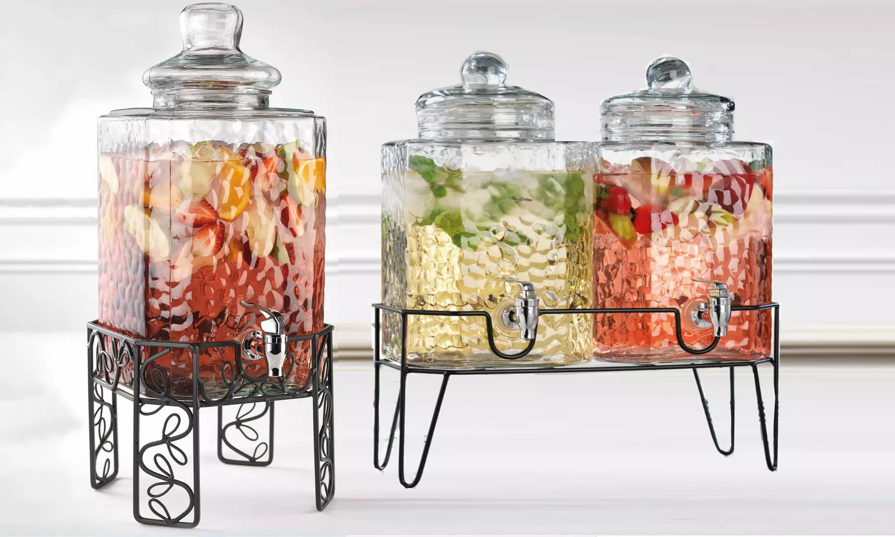 Glomery Hammered Single or Double Mason Jar Drink Dispenser - Primary Image