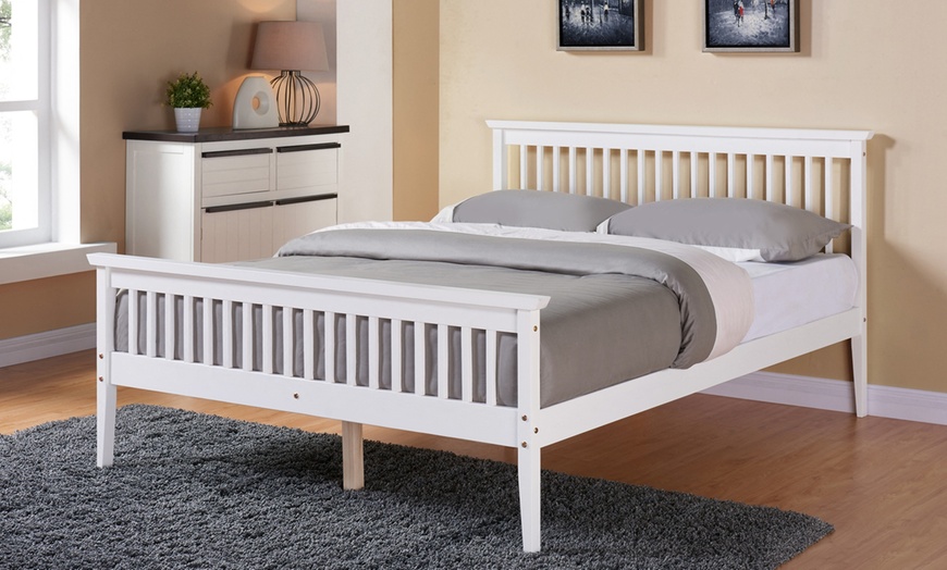 Image 1: King-Size Wooden Shaker Bed