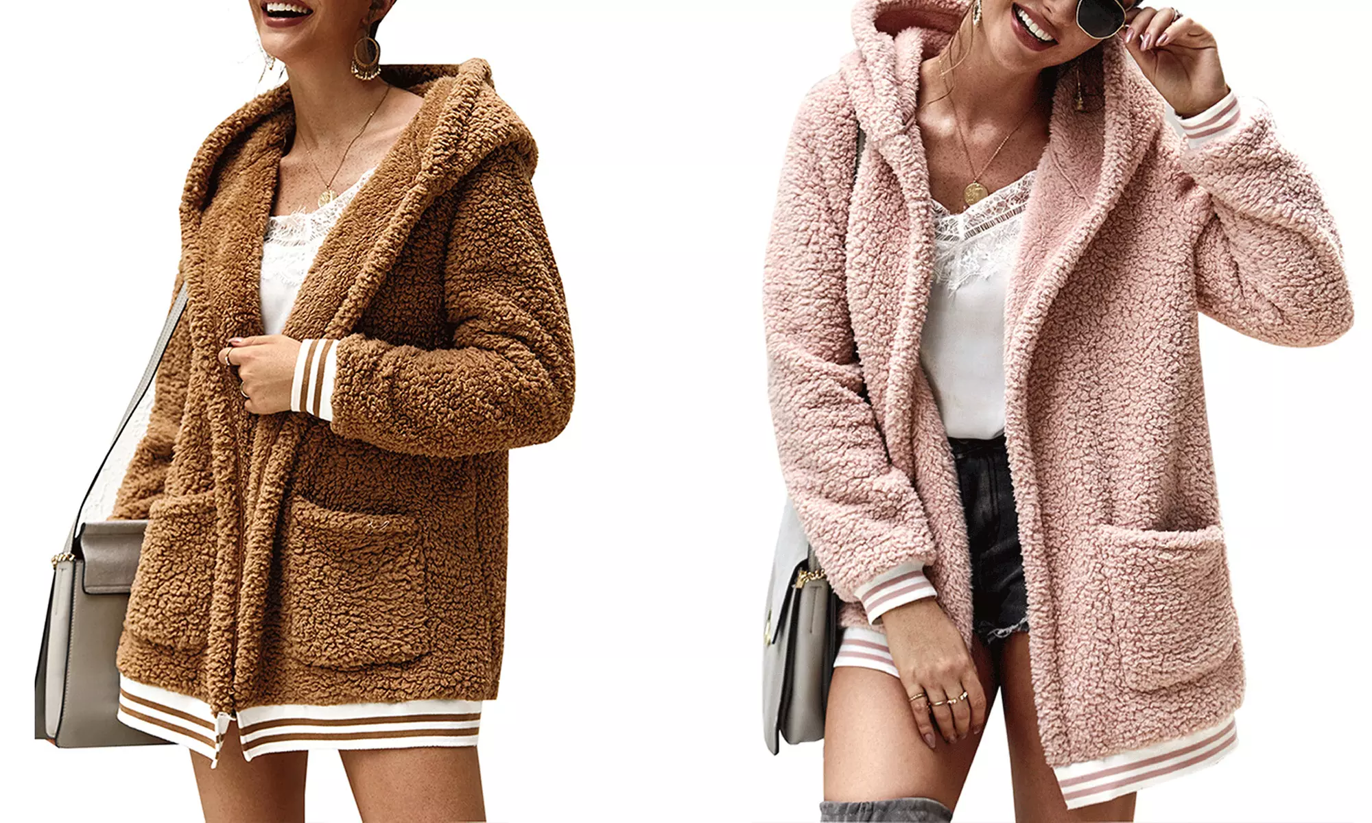 Abrigo largo de peluche - Primary Image