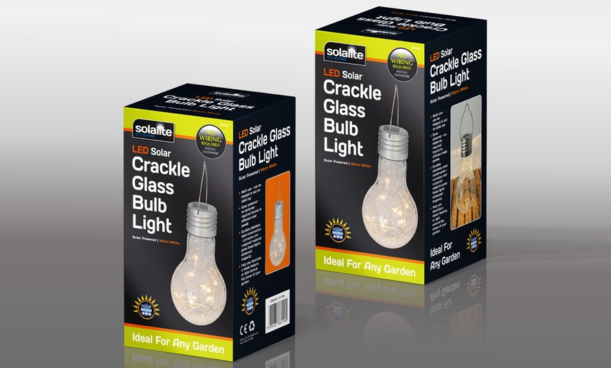 Image 2: Crackled Glass Solar Light Bulb