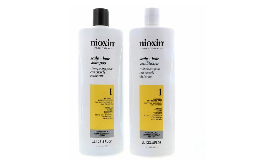Image 3: Nioxin Cleanser Shampoo and Scalp Therapy Conditioner Liter 33.8 oz Set Combo