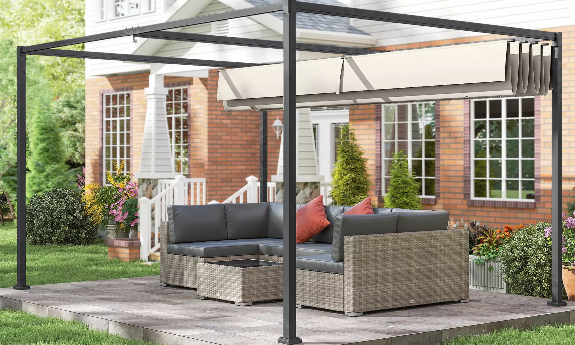 Outsunny Retractable Pergola Canopy