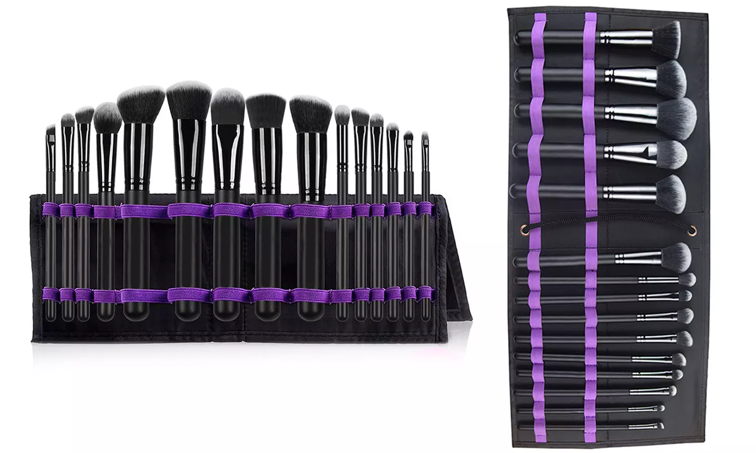 Cosmetic Makeup Brush Set with Foldable Storage Pouch (15-Piece) - Image 6