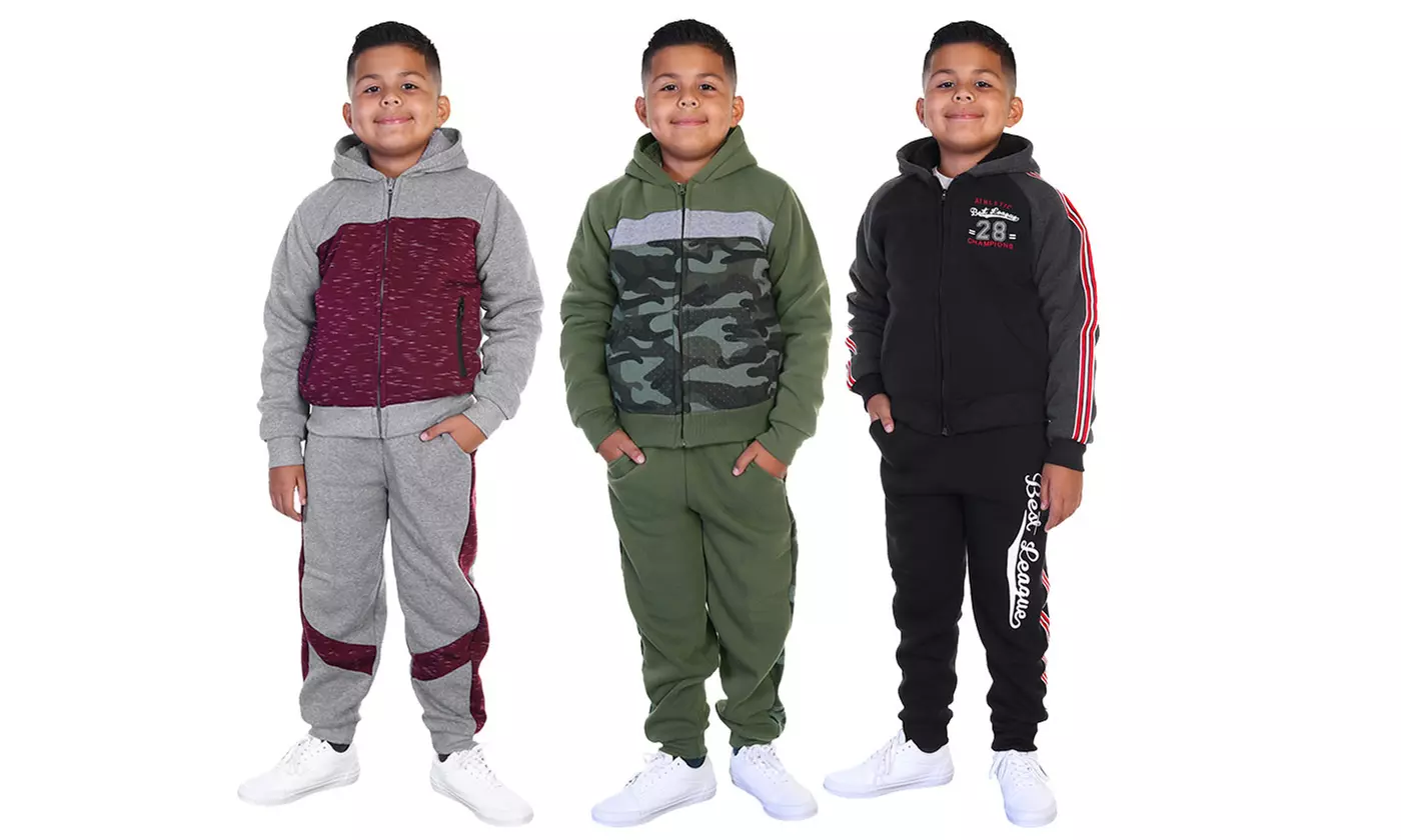 Big Boys' Sherpa-Lined Hoodie and Fleece Joggers Sets - Primary Image