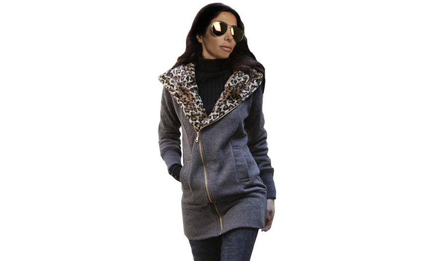 Image 3: Women's Animal Print Hooded Jacket