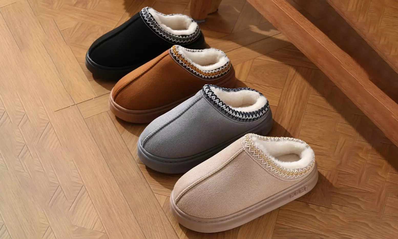 Cosy Faux Fur Sheepskin Lined Mini Snug Slippers - Primary Image