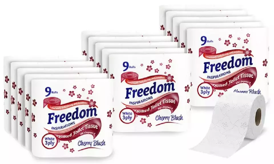 45, 90 or 135 Freedom Cherry-Scented Three-Ply Toilet Paper Rolls - Image 4