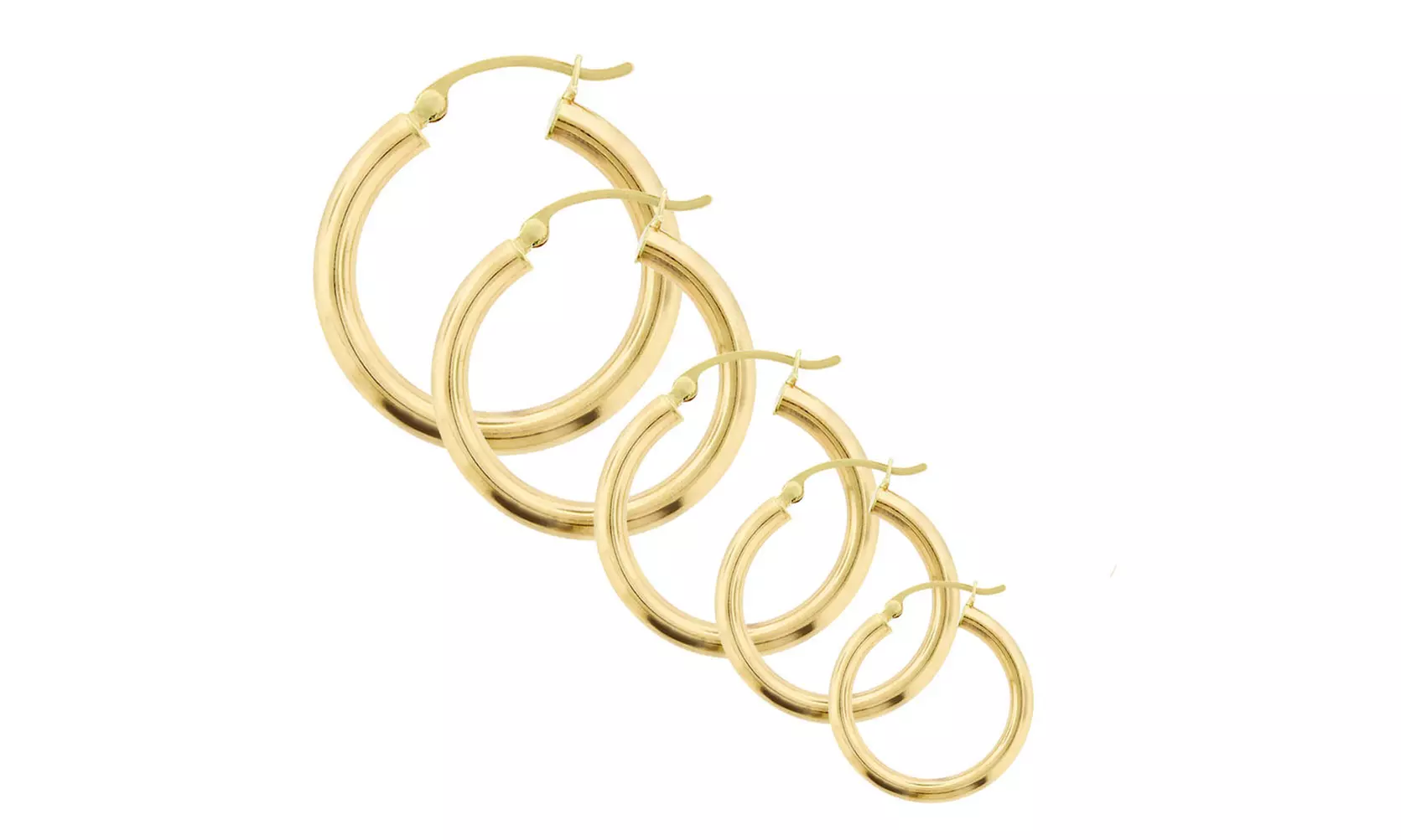 14K Solid Yellow Gold High-Polish Hoop Earrings - Primary Image